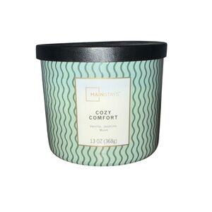 Mainstays Cozy 3-Wick Comfort Candle - Green Waves with Black Lid